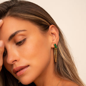 Brincos Esmeralda Banhado a Ouro 18k - ByFirenzzi