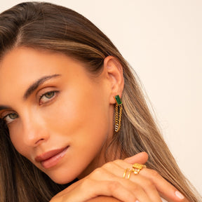 Brincos Esmeralda Banhado a Ouro 18k - ByFirenzzi