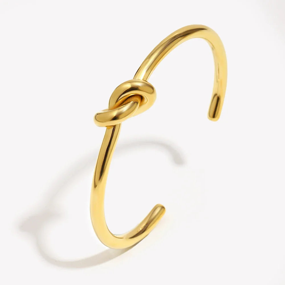 Belle Minimalistische 18K Vergulde Knoop Manchetarmband voor dames