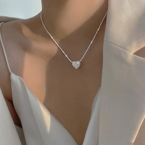 925 Sterling Silver Crystal Heart Necklace – ByFirenzzi