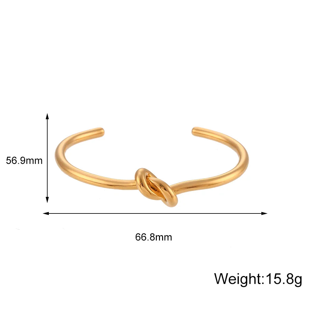 Belle Minimalistische 18K Vergulde Knoop Manchetarmband voor dames