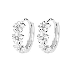 Oorbellen met drie bloemen in 925 sterling zilver – ByFirenzzi