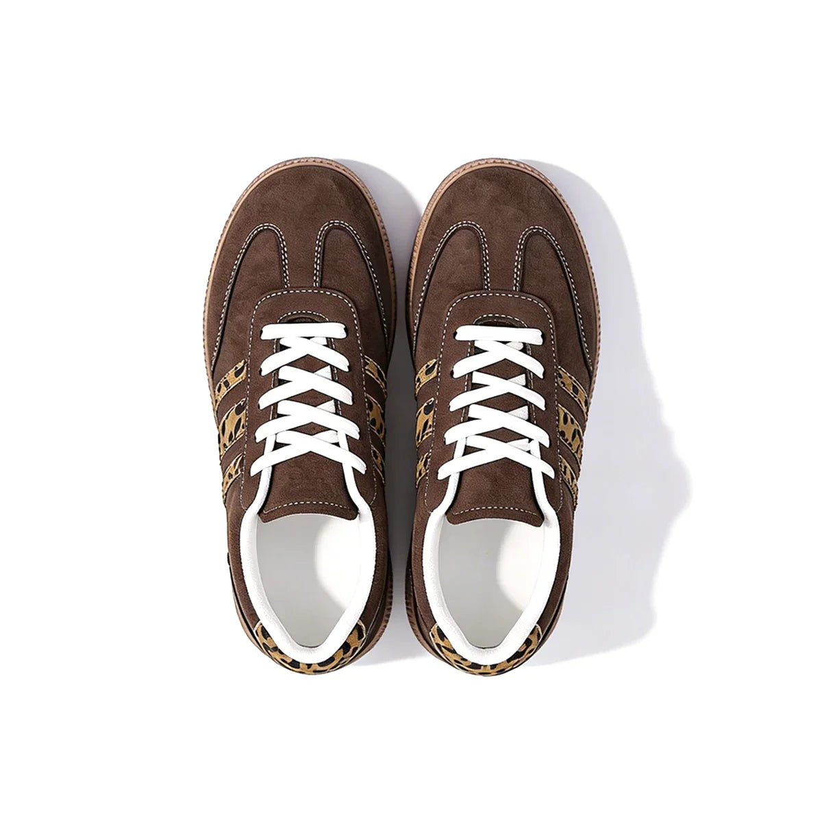 Retro bruine sneakers met luipaardprint 