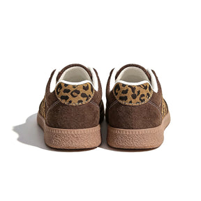 Retro bruine sneakers met luipaardprint 