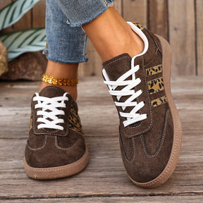 Retro bruine sneakers met luipaardprint 