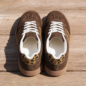 Retro bruine sneakers met luipaardprint 