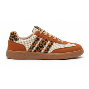 Retro bruin/beige sneakers met luipaardprint 