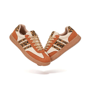 Retro bruin/beige sneakers met luipaardprint 