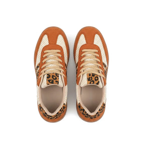 Retro bruin/beige sneakers met luipaardprint 