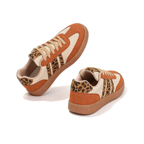 Retro bruin/beige sneakers met luipaardprint 