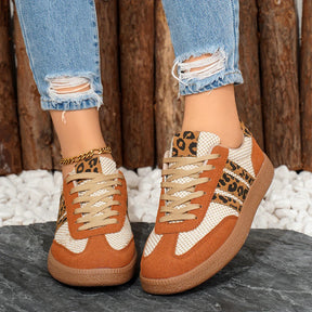 Retro bruin/beige sneakers met luipaardprint 