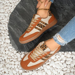 Retro bruin/beige sneakers met luipaardprint 