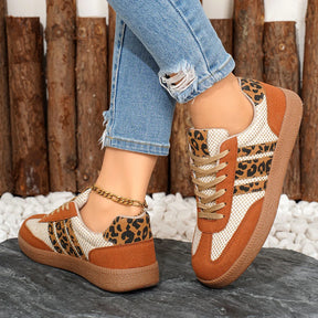 Retro bruin/beige sneakers met luipaardprint 