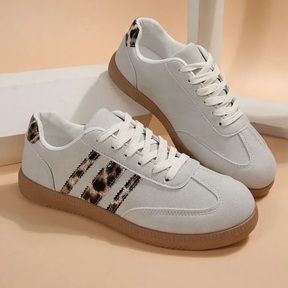Retro sneaker met luipaardprint in grijs
