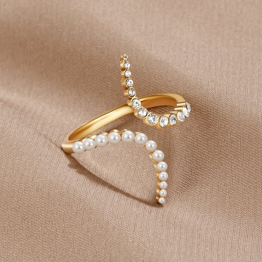 Anel Banhado a ouro 18k com Pérolas Ary