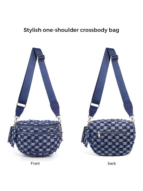 Geruite Crossbody Riemtas voor Dames - Ruime Heuptas voor Moeders & Dagelijks Reizen