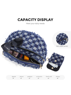 Geruite Crossbody Riemtas voor Dames - Ruime Heuptas voor Moeders & Dagelijks Reizen