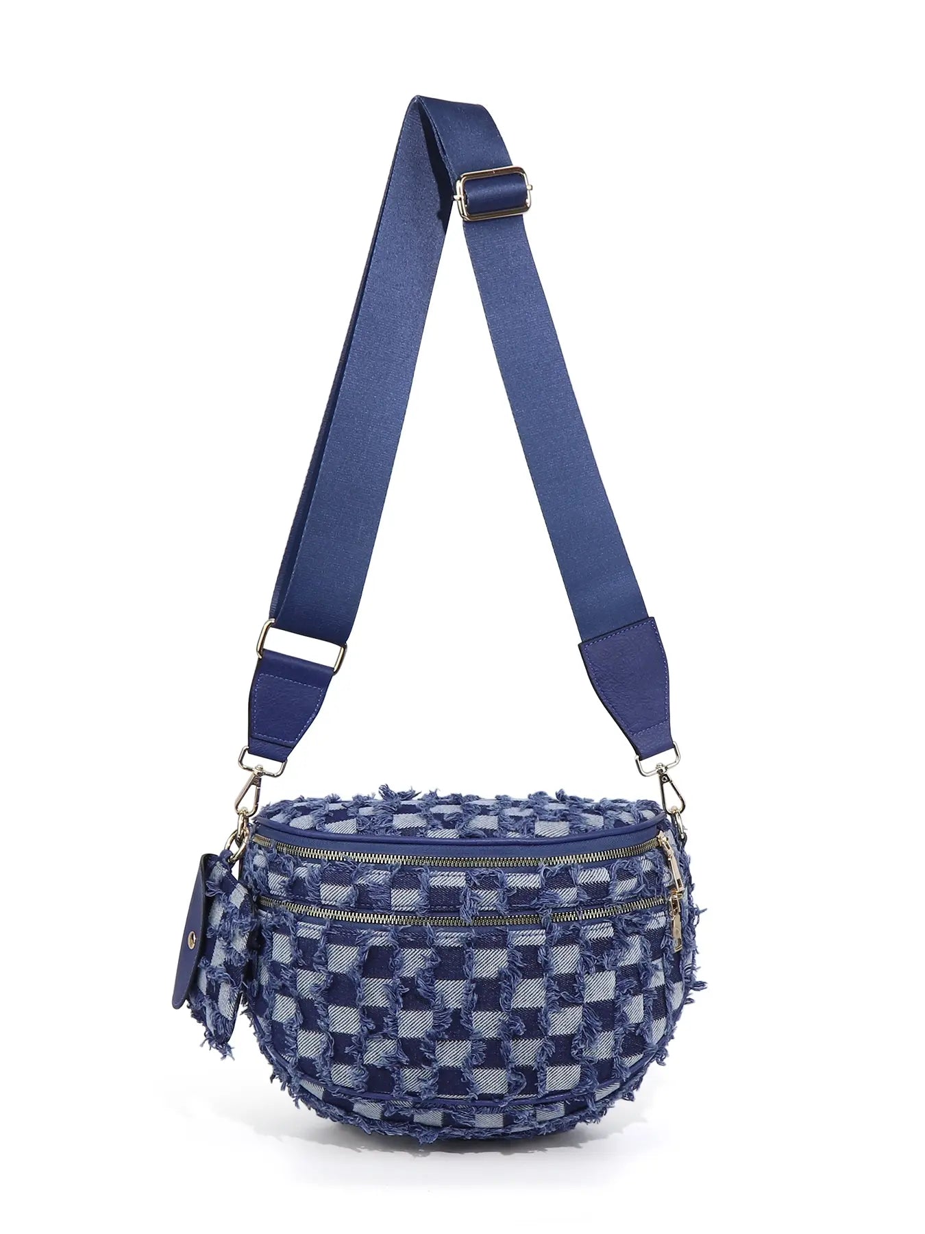 Geruite Crossbody Riemtas voor Dames - Ruime Heuptas voor Moeders & Dagelijks Reizen