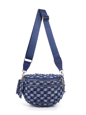 Geruite Crossbody Riemtas voor Dames - Ruime Heuptas voor Moeders & Dagelijks Reizen