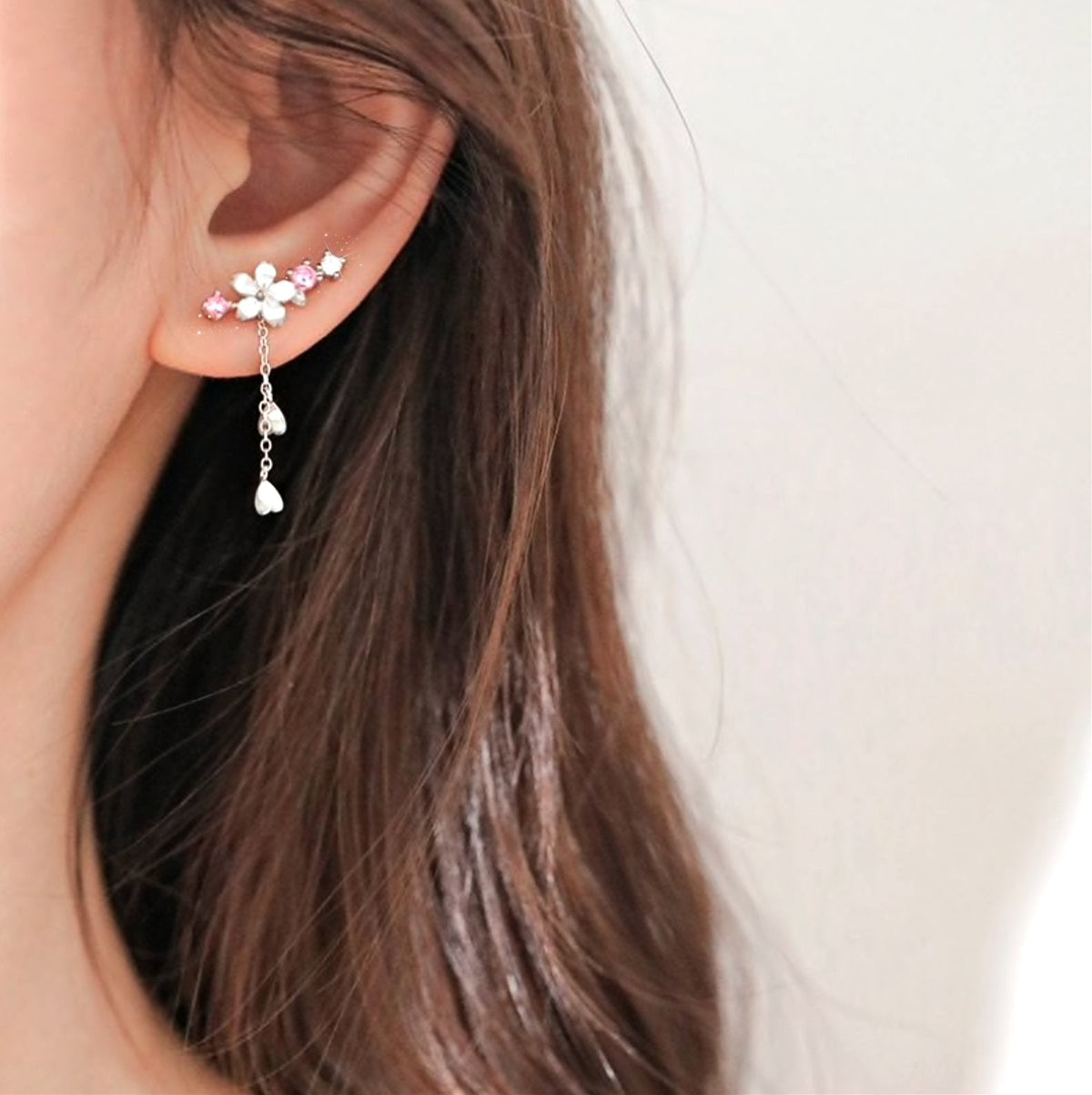 Oorbellen met kersenbloesemmotief in 925 sterling zilver – ByFirenzzi