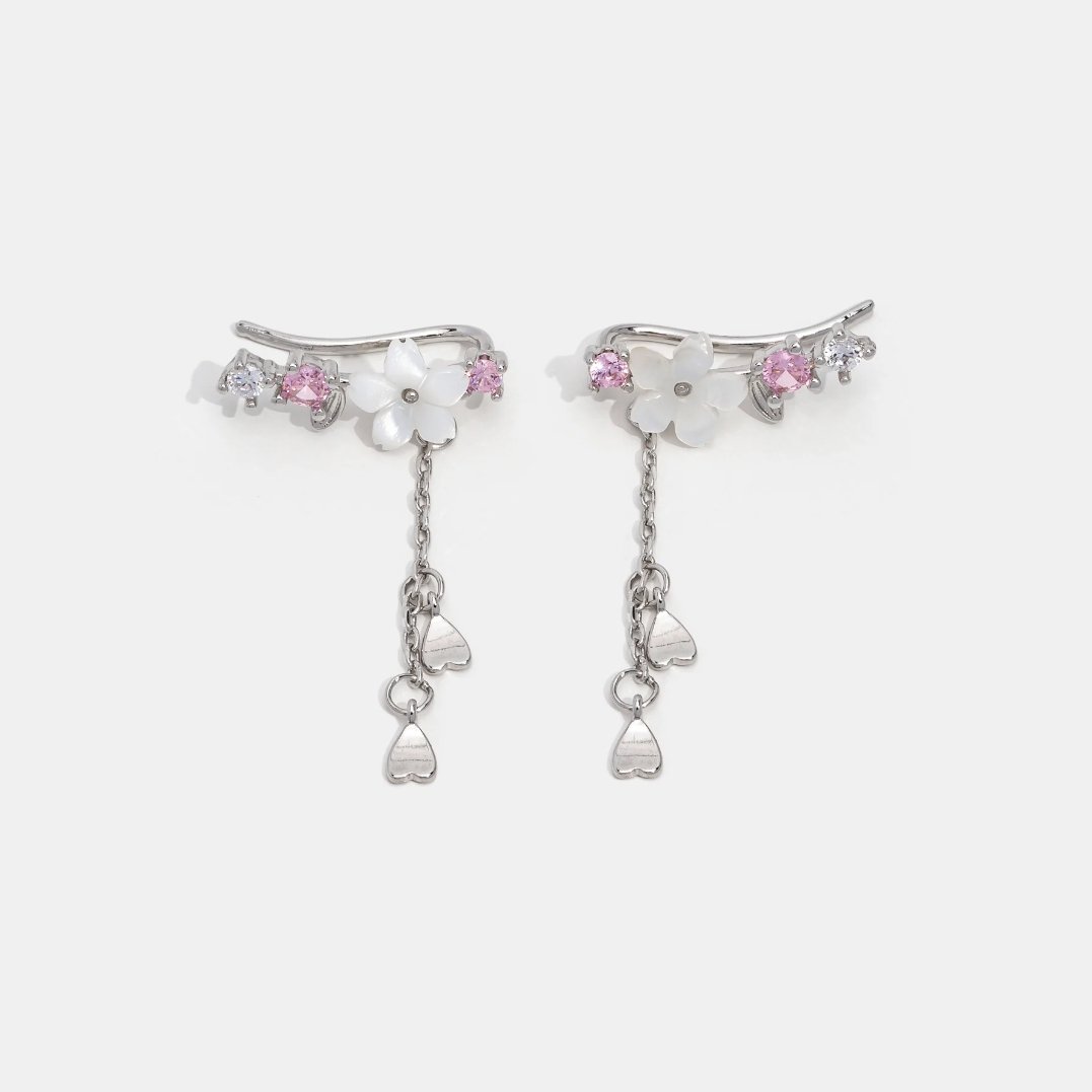 Oorbellen met kersenbloesemmotief in 925 sterling zilver – ByFirenzzi