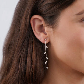 Oorbellen met kristallen blaadjes in 925 sterling zilver – ByFirenzzi