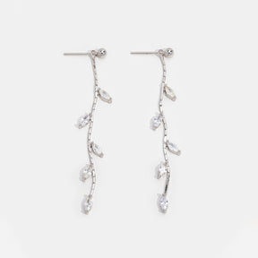 Oorbellen met kristallen blaadjes in 925 sterling zilver – ByFirenzzi