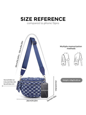 Geruite Crossbody Riemtas voor Dames - Ruime Heuptas voor Moeders & Dagelijks Reizen