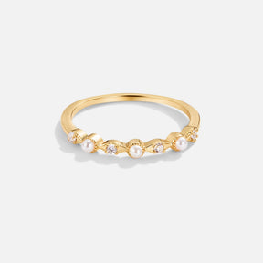 NÃO ENCONTRADO NA ALI - Elsa-ring – 18k vergulde parel- en kristallen band – ByFirenzzi
