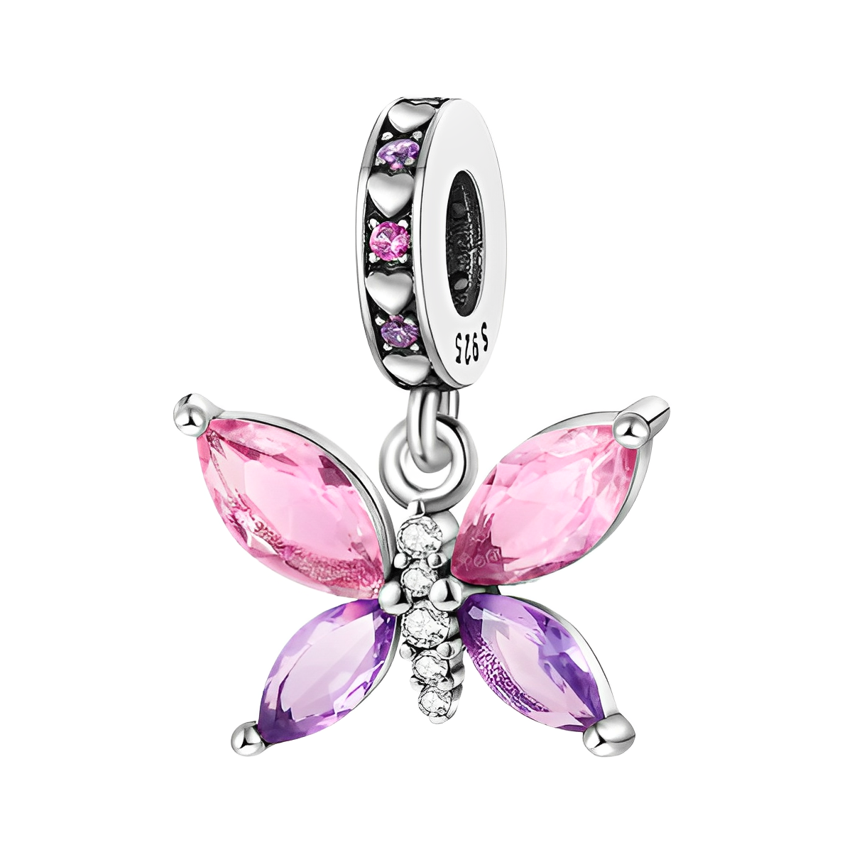 Berloque Borboleta Rose Prata 925 - ByFirenzzi 